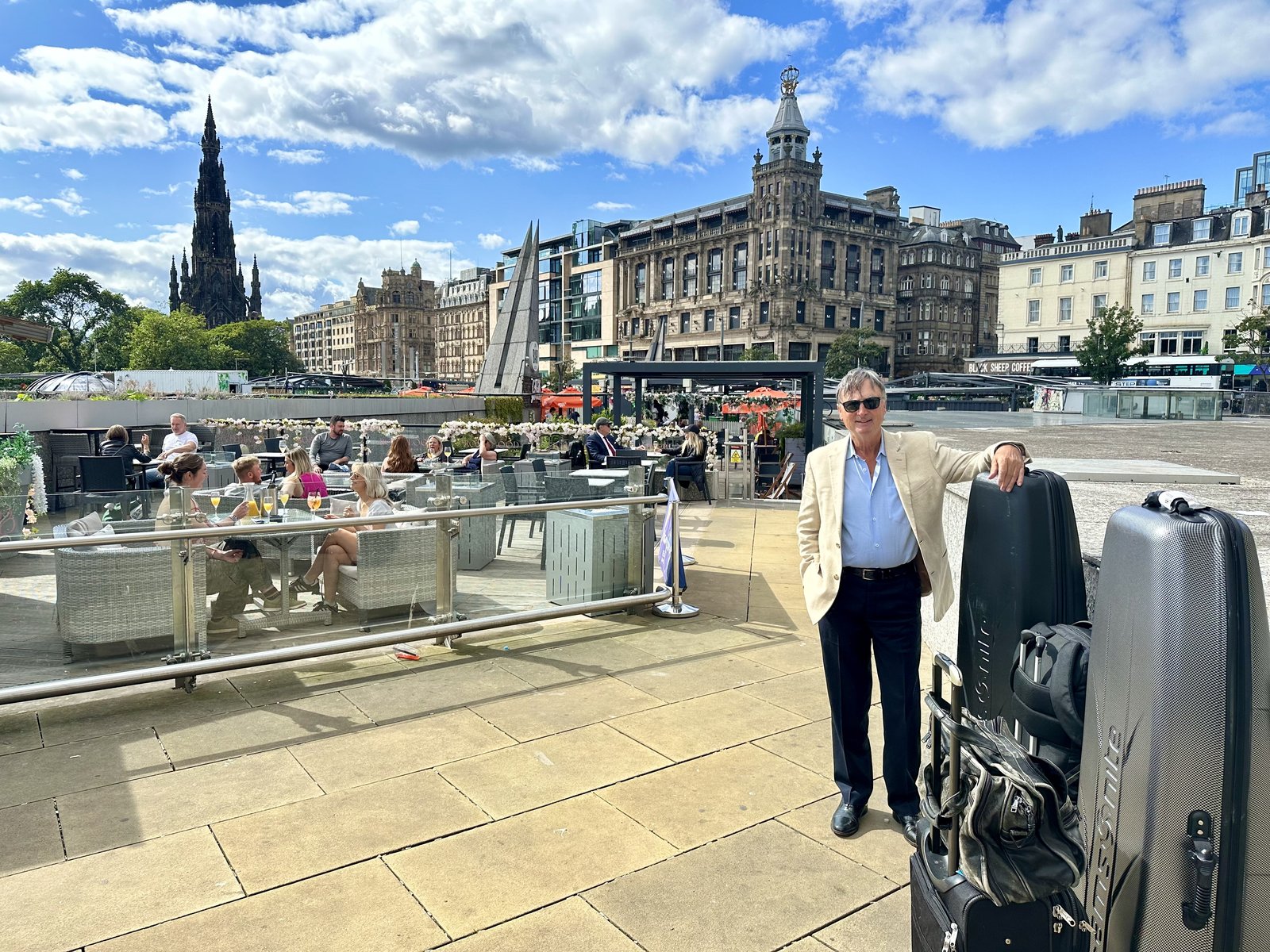 Dad on an Edinburgh layover